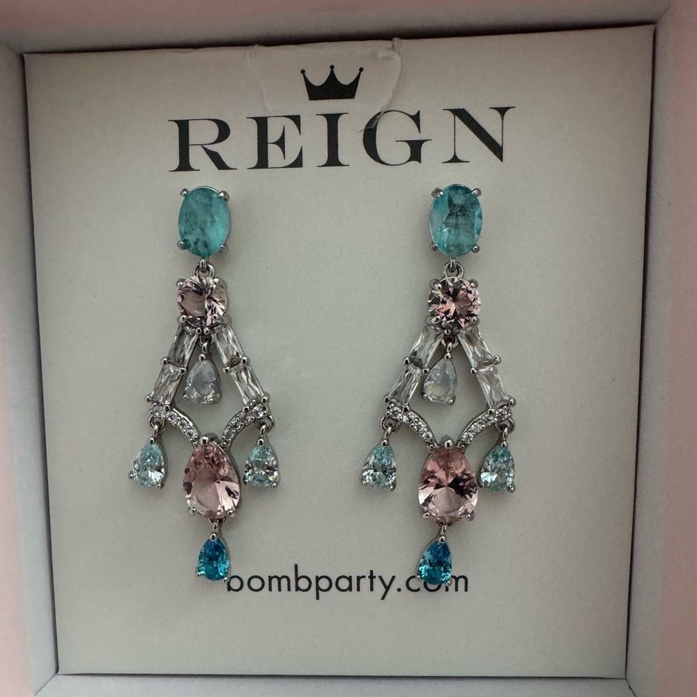 Bomb Party Reign Princess Collection Earrings. New In Box with Tag.Regal Moments